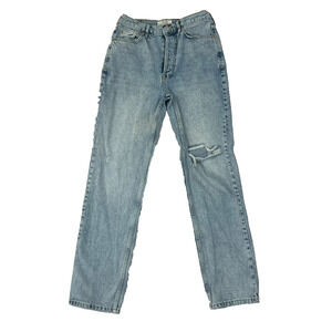 We The Free Jeans Women's Size 28 Blue Denim Medium Wash Button Fly Distressed